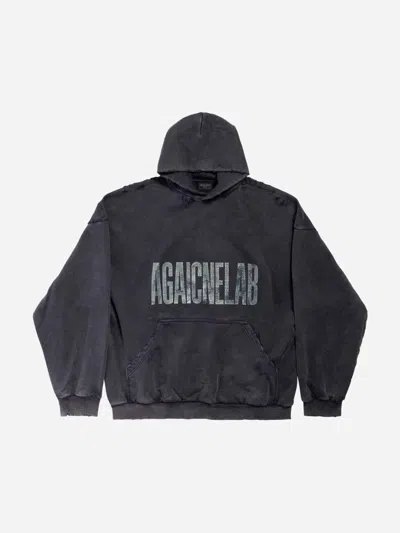 Balenciaga Cotton Logo Hoodie In Gray