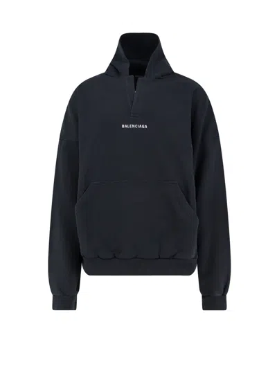 Balenciaga Relaxed-fit Cotton Hooded Sweatshirt With Design In Black