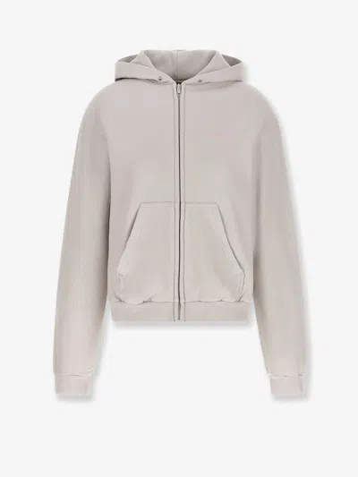 Balenciaga Cotton Hooded Sweatshirt In Gray