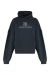 Balenciaga Hooded Design Cropped Cotton Sweatshirt In Multi