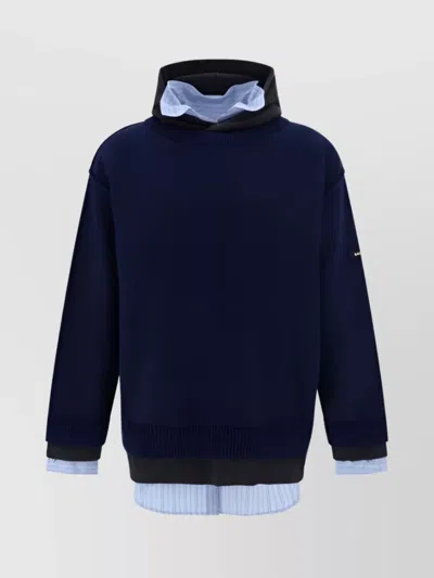 Balenciaga Cotton Hoodie Exposed Seams In Blue