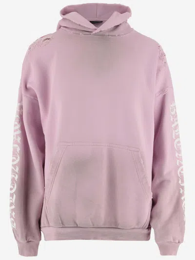 Balenciaga Cotton Hoodie With Logo In Pink