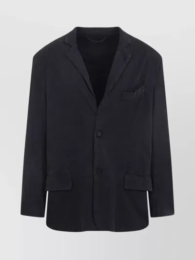 Balenciaga Cotton Jacket Notched Collar In Black