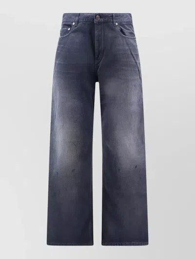 Balenciaga Cotton Jeans Wide Leg Five Pocket Design In Blue