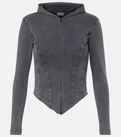Balenciaga Cotton Jersey Hoodie In Gray