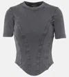 Balenciaga Washed Black Corset-style T-shirt In Gray
