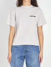 Balenciaga Womens Dirty White Logo-print Relaxed-fit Cotton T-shirt In White