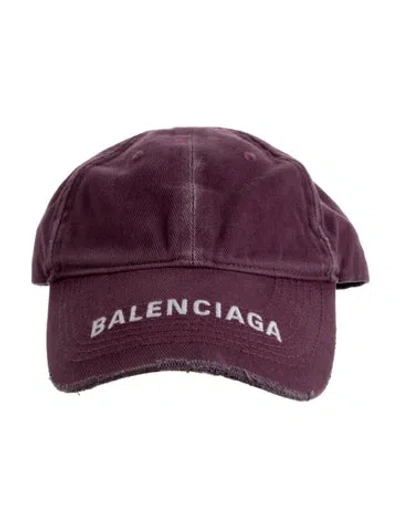 Pre-owned Balenciaga Cotton Logo Baseball Cap In Purple