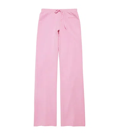 Balenciaga Cotton Logo Flared Sweatpants In Pink