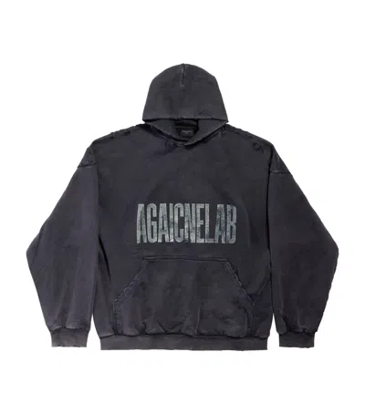 Balenciaga Cotton Logo Hoodie In Gray