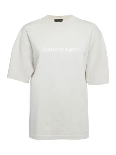 Pre-owned Balenciaga Cotton Logo-print T-shirt In Neutral
