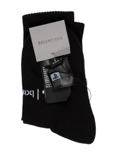 Pre-owned Balenciaga Cotton  Logo Socks W/tags In Black