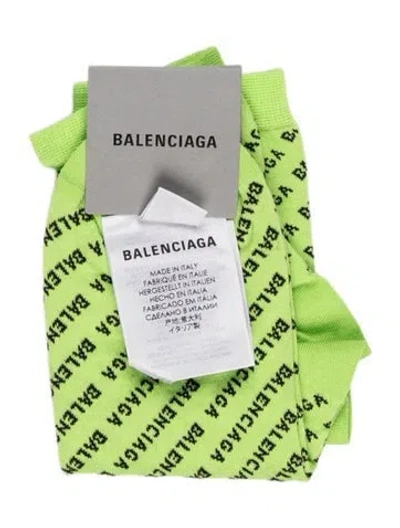 Pre-owned Balenciaga Cotton Logo Socks W/tags In Green