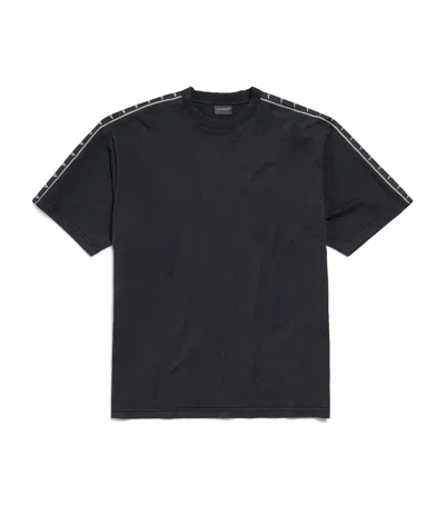 Balenciaga Cotton Logo Strip T-shirt In Black