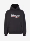 Balenciaga Black Political Stencil Hoodie In Contrast Printed Logo