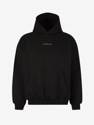 Balenciaga Cotton Logo Sweatshirt In Reflective Logo Printed On The Front And Back