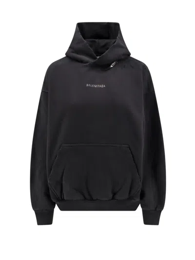 Balenciaga Relaxed-fit Cotton Hooded Sweatshirt With Design In Black