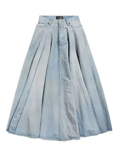 Balenciaga Cotton Maxi Skirt In Blue