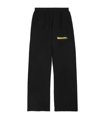 Balenciaga Cotton Messy Spray Logo Sweatpants In Black