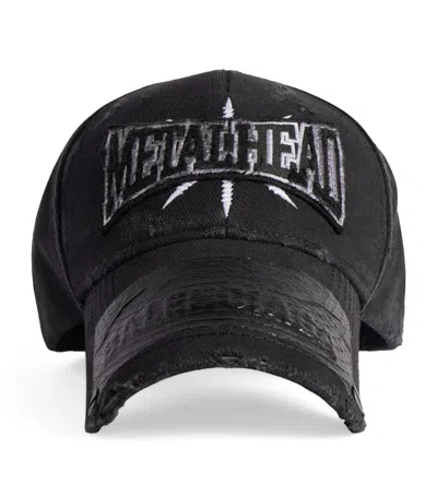 Balenciaga Cotton Metalhead Baseball Cap In Black