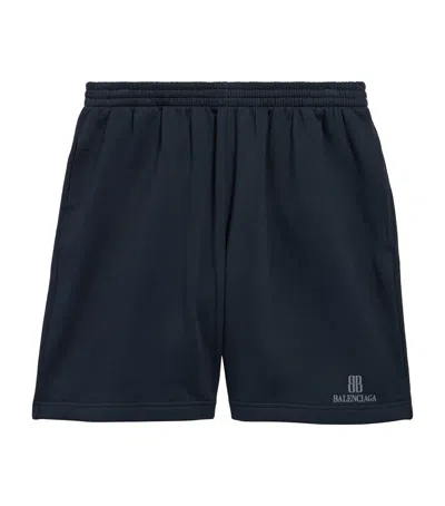 Balenciaga Cotton Nano Bb Shorts In Blue