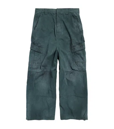 Balenciaga Cotton Oversized Cargo Trousers In Green