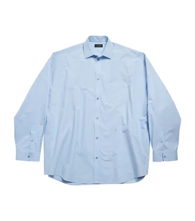 Balenciaga Cotton Oversized Shirt In Navy