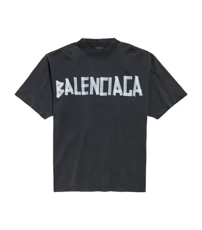 BALENCIAGA COTTON OVERSIZED TAPE LOGO T-SHIRT