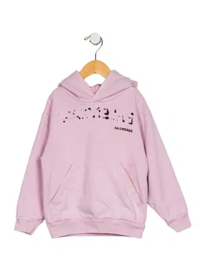 Pre-owned Balenciaga Babies' Cotton Pink Casual Jacket With Hood And Branding Motif On Front In Multi