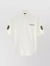 Balenciaga Cotton Poplin Shirt With Short Sleeves And Embroidered Patches In White