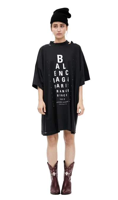 Balenciaga Cotton Print T-shirt In Black
