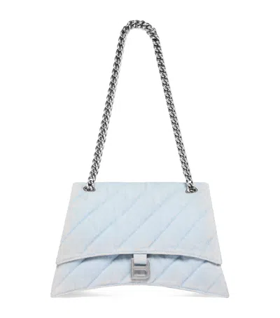 Balenciaga Medium Crush Shoulder Bag In Blue