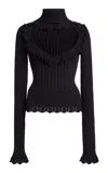 Balenciaga Cotton Rib Knit Heart Cutout Sweater In Black