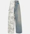 Balenciaga Cotton Ripstop And Denim Cargo Pants In Multicoloured