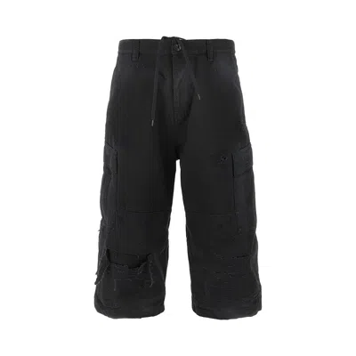 Balenciaga Cotton Ripstop Cropped Cargo Pants In Black