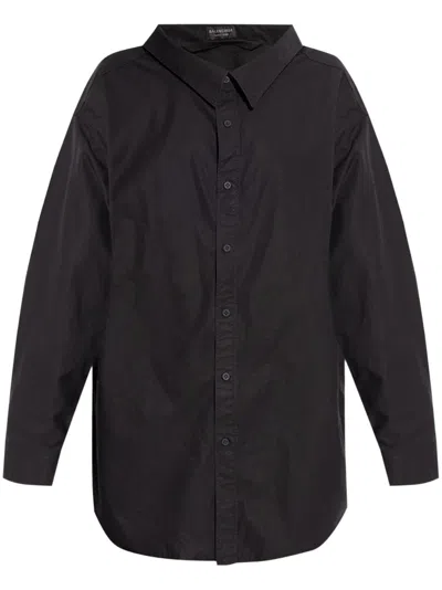 Balenciaga Off-shoulder Oversized Poplin Shirt In Black