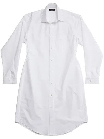 Balenciaga Cotton Shirt Dress In White