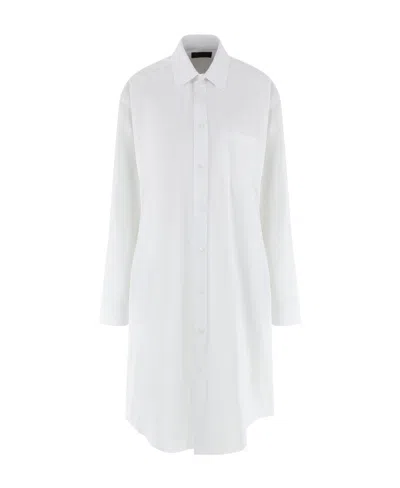 Balenciaga Cotton Shirt Dress In White