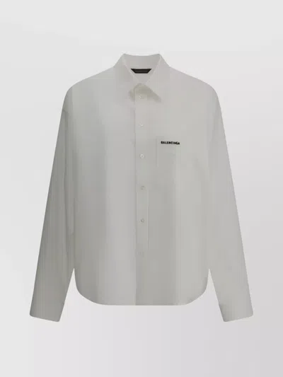 Balenciaga Cotton Shirt With Pockets And Collar In White