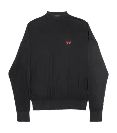 Balenciaga Cotton-silk Oversized Sweater In Black