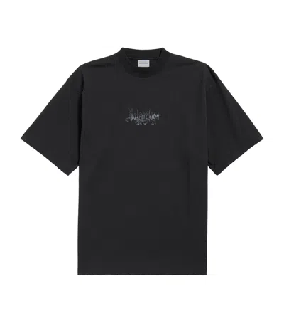 Balenciaga Cotton Sketchy Logo T-shirt In Black
