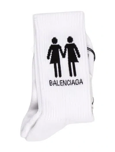 Pre-owned Balenciaga Cotton Socks W/tags In White