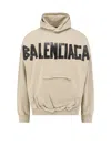 Balenciaga Ripped Pocket Tape Type Hoodie In Gray