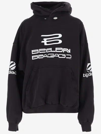 Balenciaga Cotton Sweatshirt With Ai Generated Pattern In Black