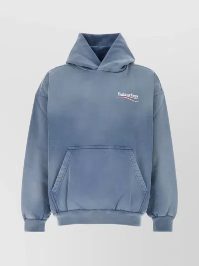 BALENCIAGA COTTON SWEATSHIRT WITH HOOD AND KANGAROO POCKET