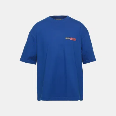 Pre-owned Balenciaga Cotton T-shirt M In Blue