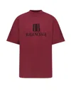 Balenciaga Bordeaux Crewneck T-shirt With Logo Print On The Front In Cotton Man In Red
