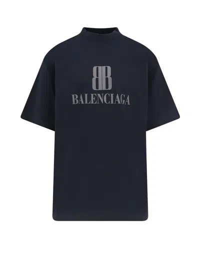 Balenciaga Nano Bb Print Faded T-shirt In Black