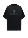Balenciaga Faded Black T-shirt With Central Print And Wide Fit. In Black