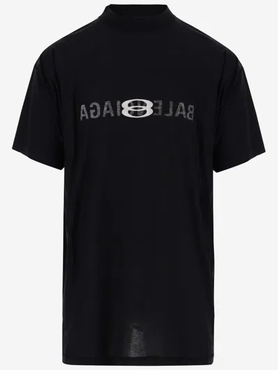 Balenciaga Cotton T-shirt With Logo In Black